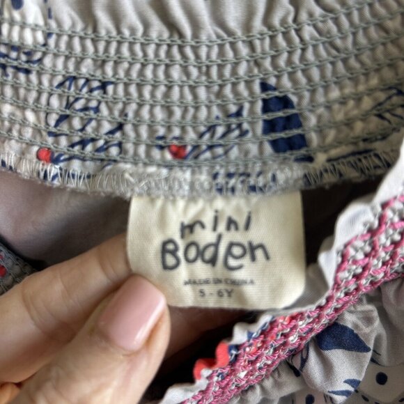 Mini Boden Girls Owl Dress Smocked Yoke Size 5-6X - Picture 3 of 7